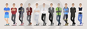 Fashion A set of guy character. Vector illustration photo